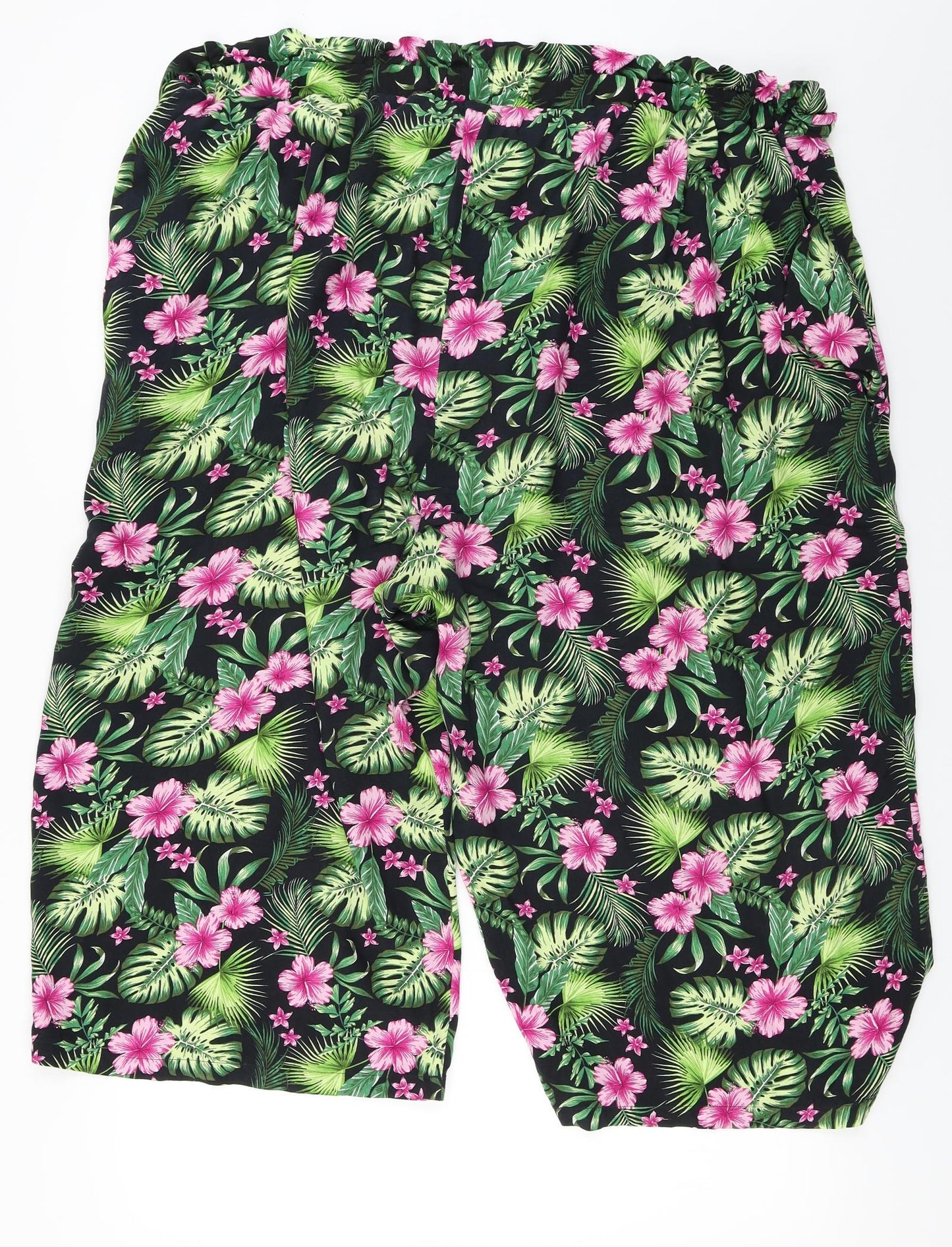 Pep&co    Womens Black Floral  Cropped Trousers Size 22 L21 in