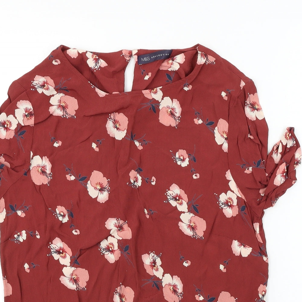 Marks and Spencer  Womens Brown Floral  Basic Blouse Size 14
