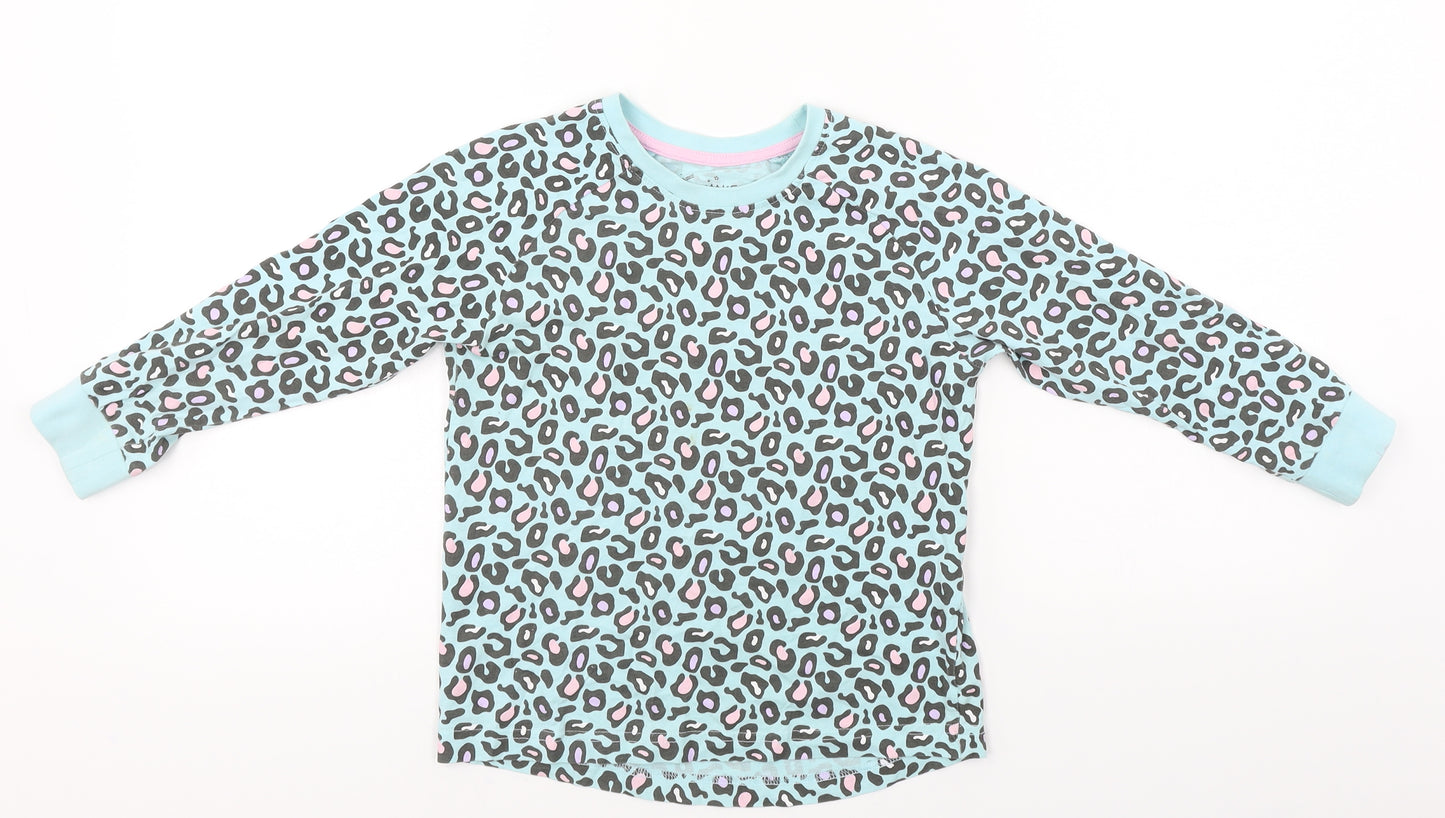 Preworn  Girls Green Animal Print  Basic T-Shirt Size 8 Years