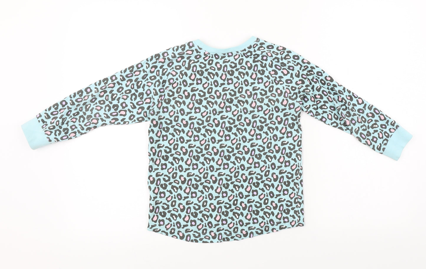 Preworn  Girls Green Animal Print  Basic T-Shirt Size 8 Years