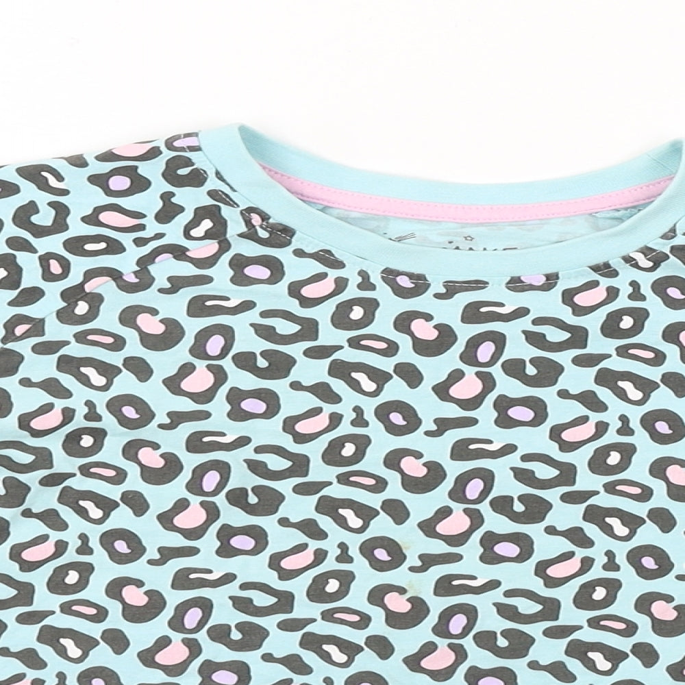 Preworn  Girls Green Animal Print  Basic T-Shirt Size 8 Years