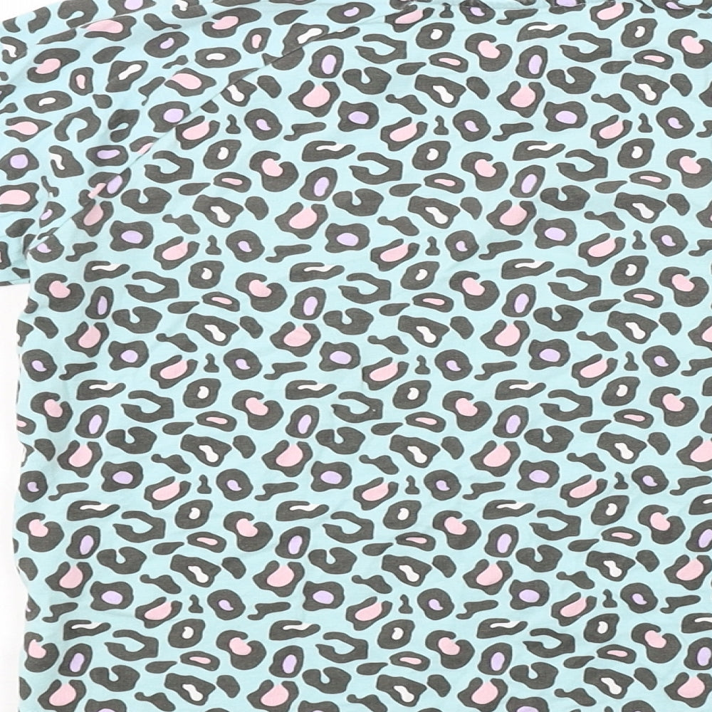 Preworn  Girls Green Animal Print  Basic T-Shirt Size 8 Years