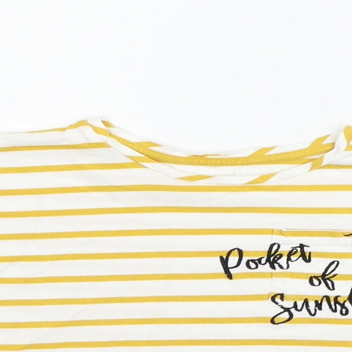 F&F Girls Yellow Striped  Basic T-Shirt Size 5-6 Years