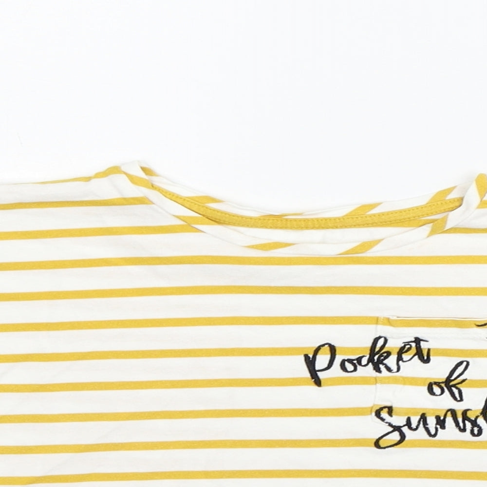 F&F Girls Yellow Striped  Basic T-Shirt Size 5-6 Years