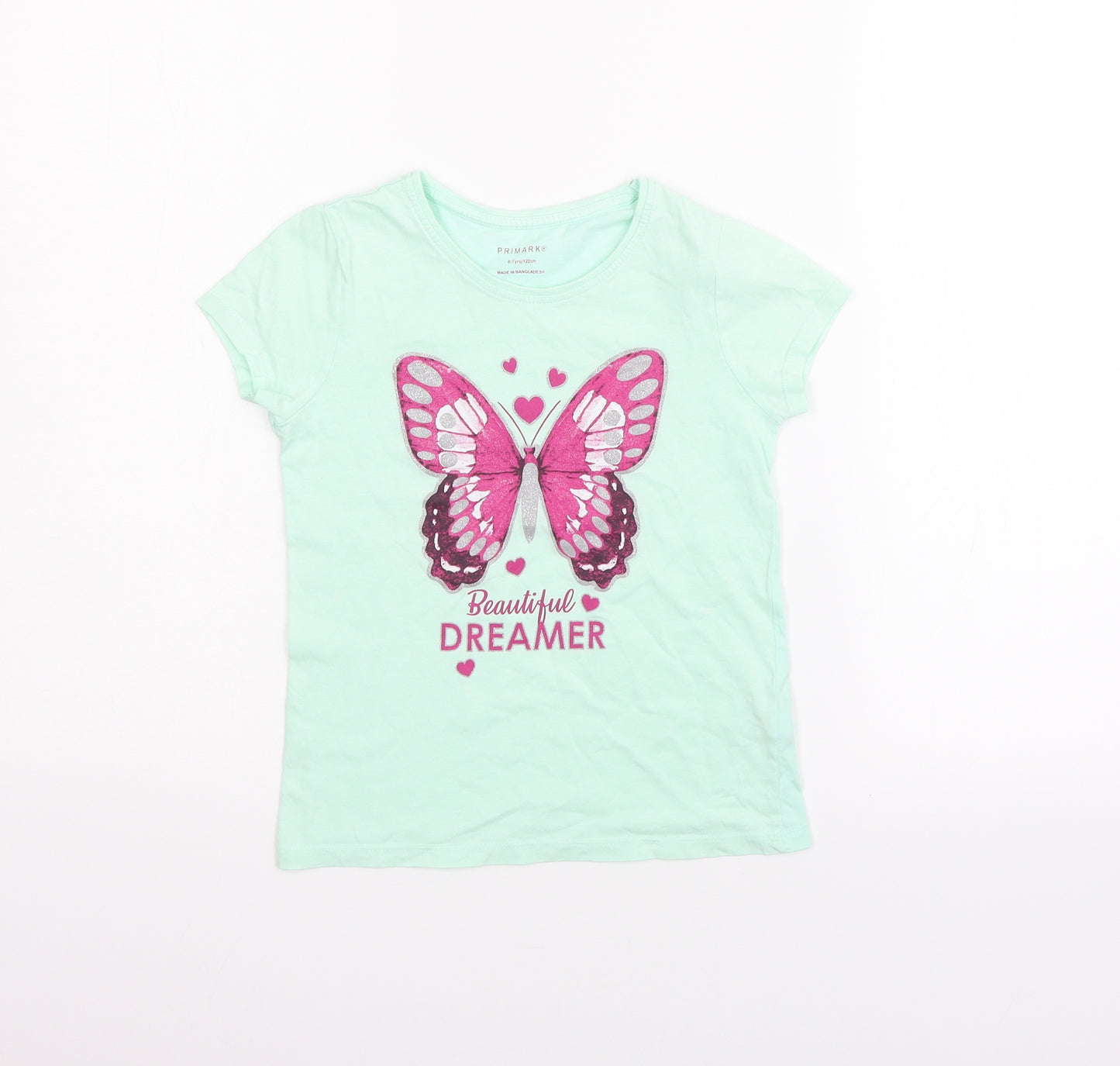 Primark Girls Green   Basic T-Shirt Size 6-7 Years