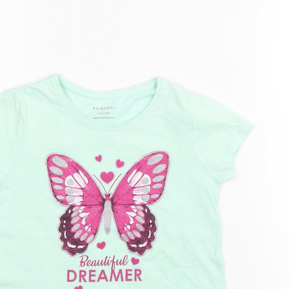 Primark Girls Green   Basic T-Shirt Size 6-7 Years