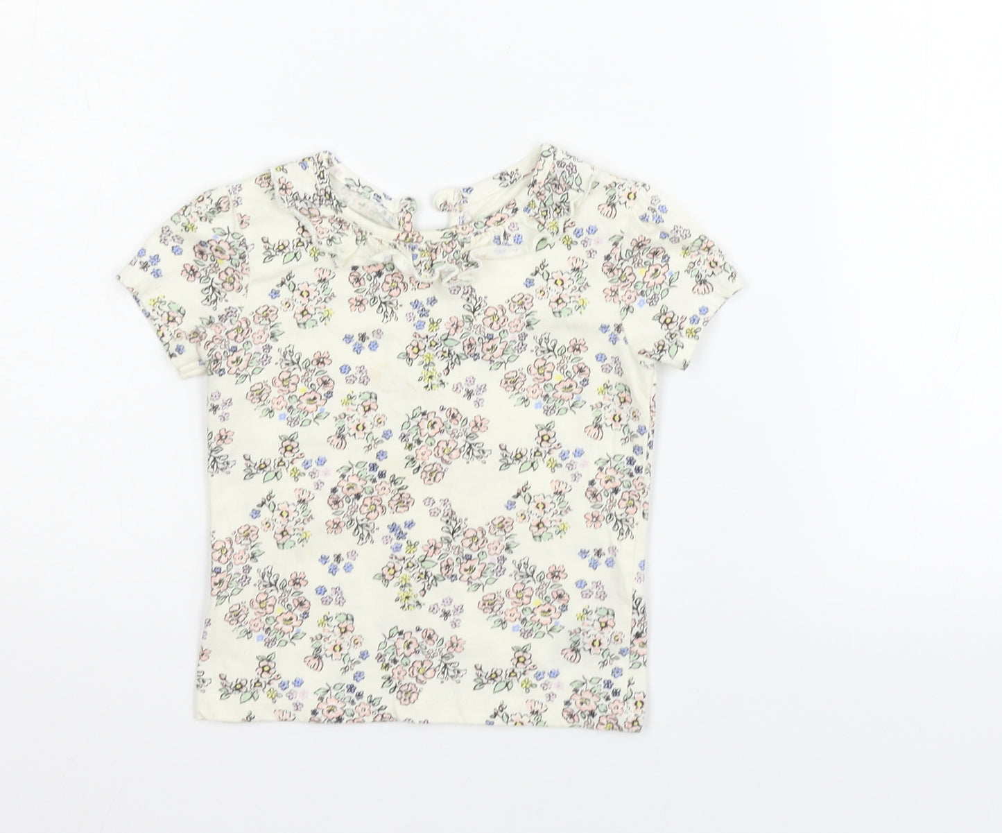 Primark Girls Beige Floral  Basic T-Shirt Size 12-18 Months