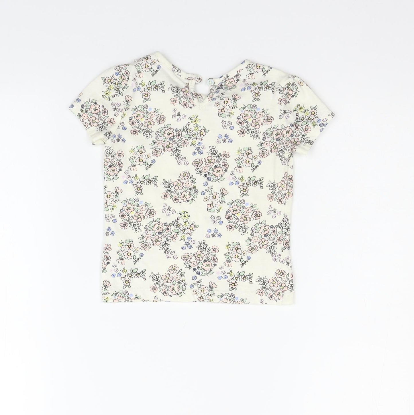Primark Girls Beige Floral  Basic T-Shirt Size 12-18 Months