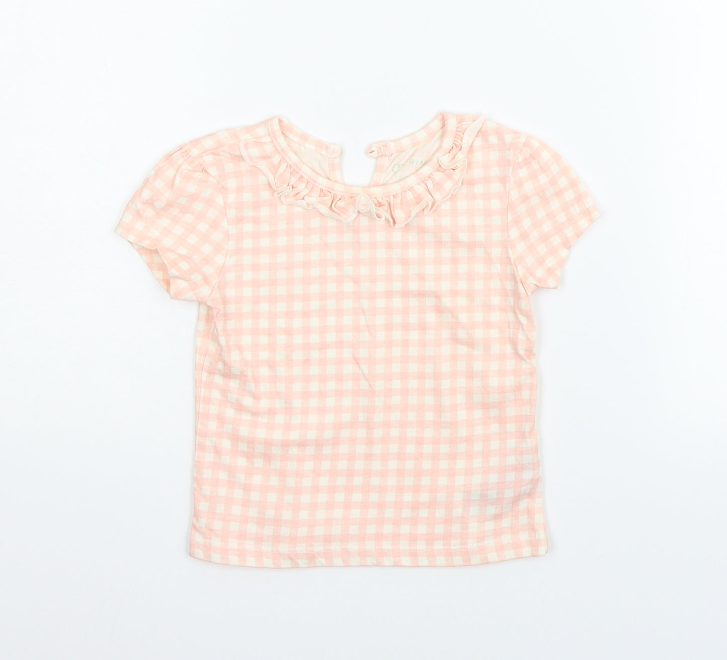 Primark Girls Pink Check  Basic T-Shirt Size 12-18 Months