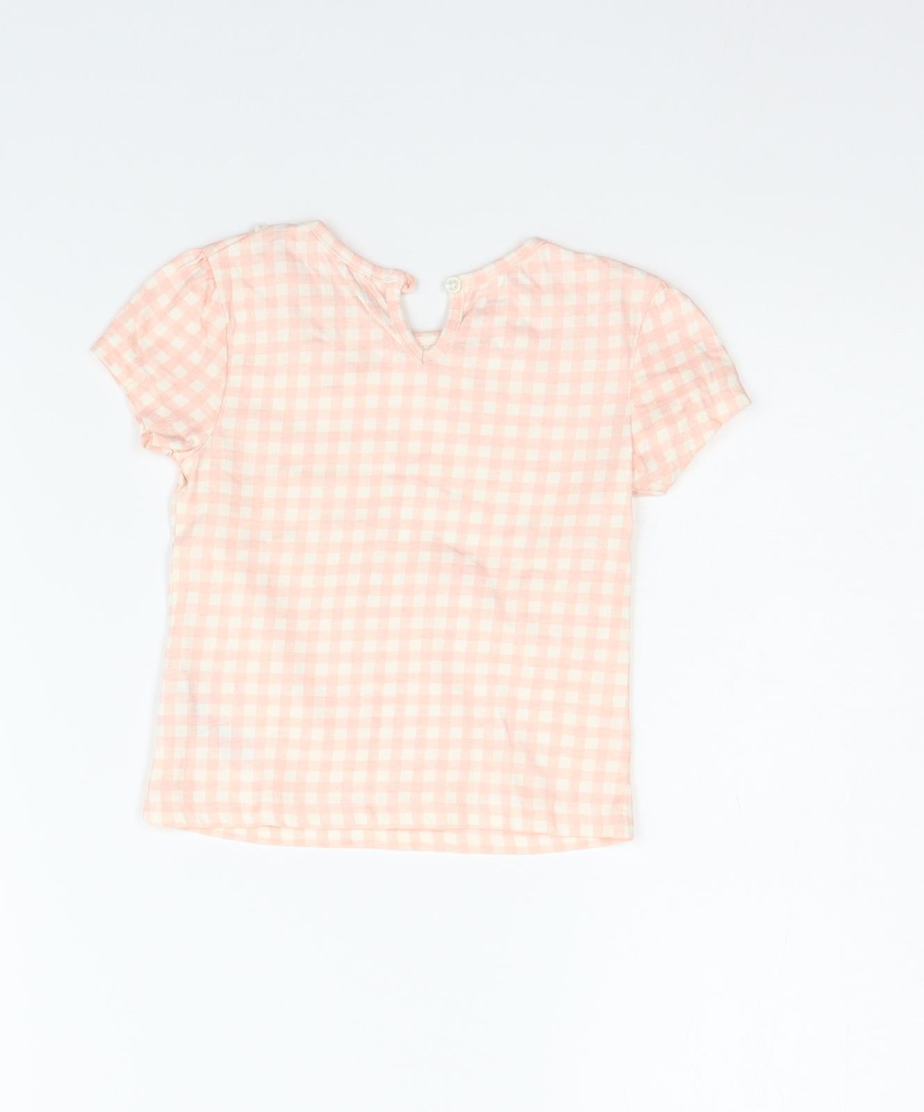 Primark Girls Pink Check  Basic T-Shirt Size 12-18 Months