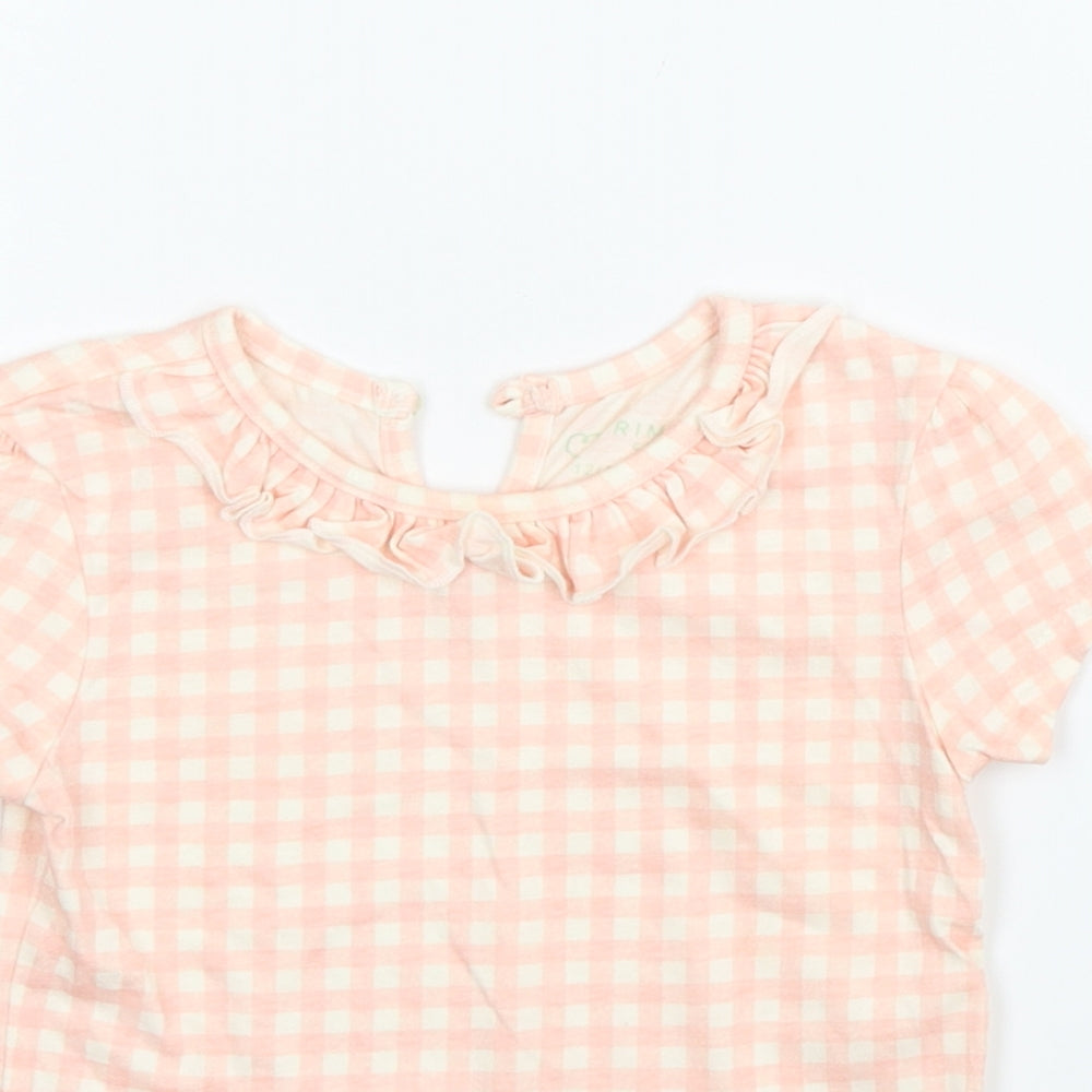 Primark Girls Pink Check  Basic T-Shirt Size 12-18 Months