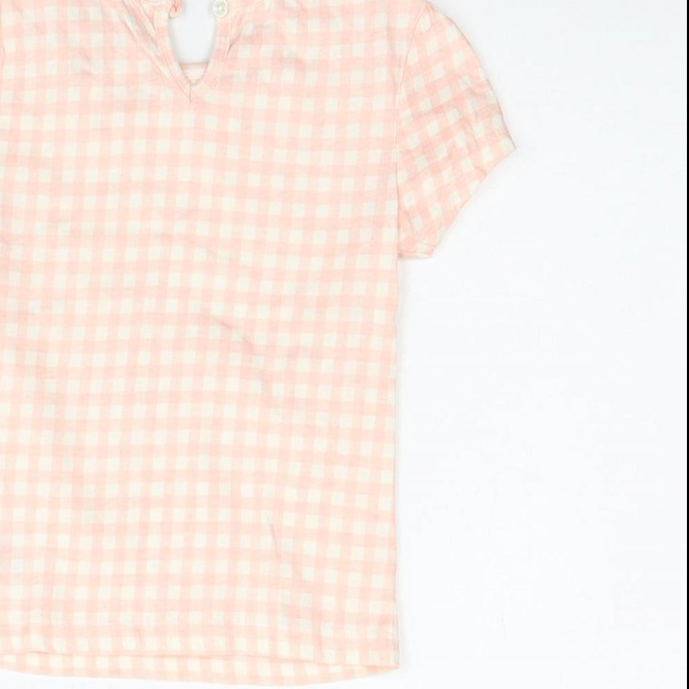 Primark Girls Pink Check  Basic T-Shirt Size 12-18 Months