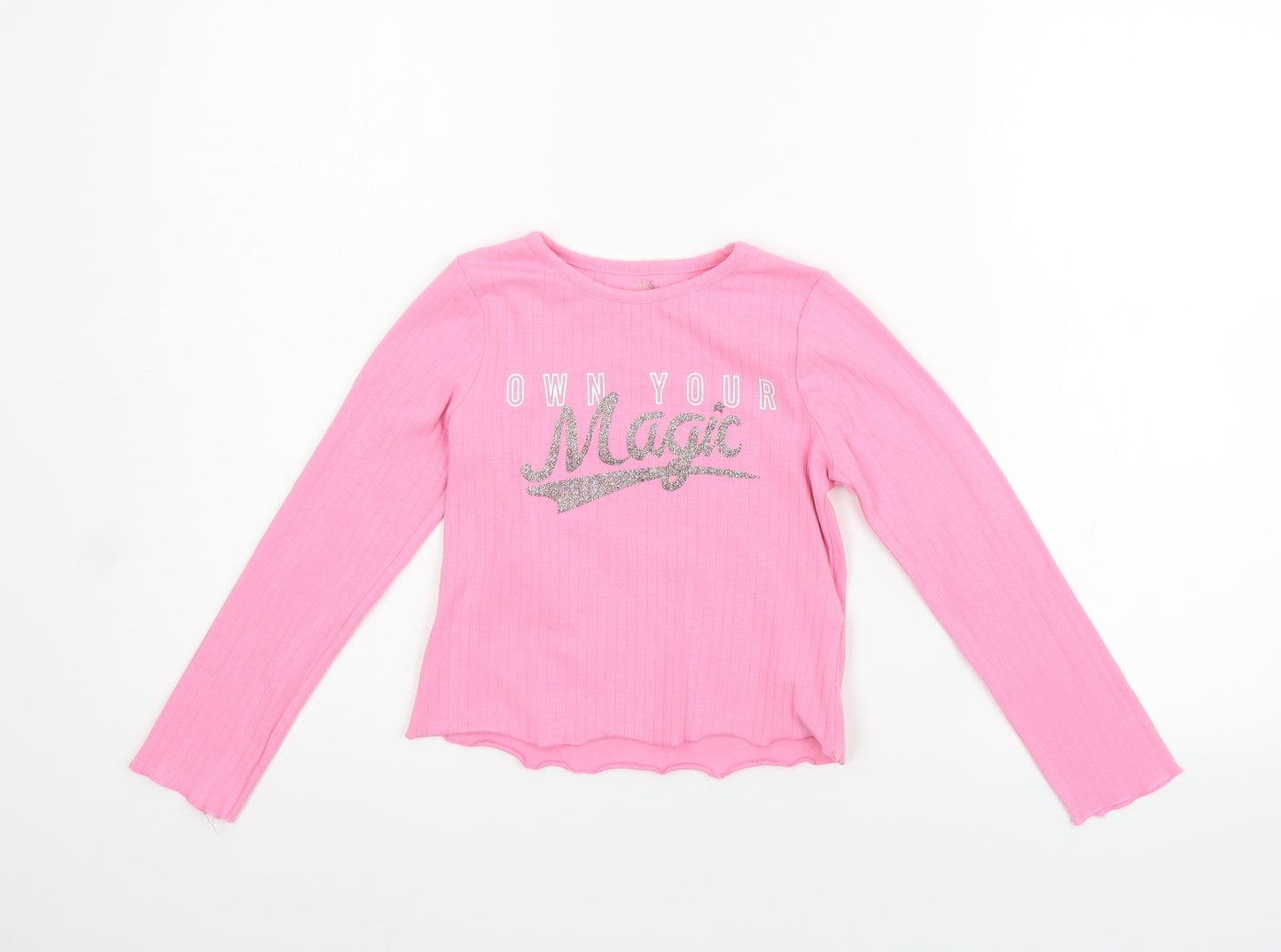 Marks and Spencer Girls Pink   Basic T-Shirt Size 6-7 Years