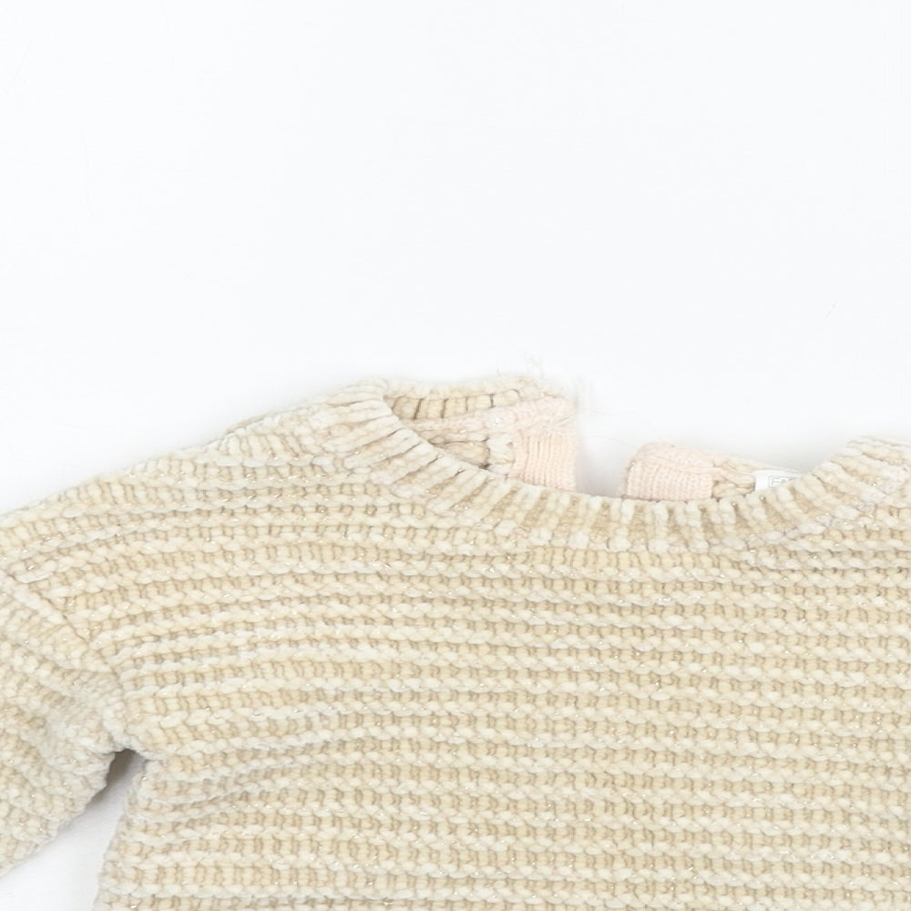 F&F Girls Beige   Pullover Jumper Size 12-18 Months
