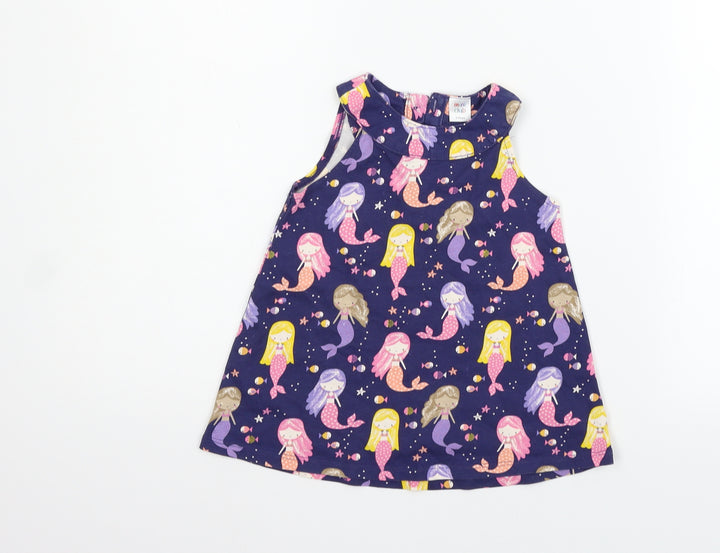 Mini Club Girls Blue Geometric  T-Shirt Dress  Size 12-18 Months