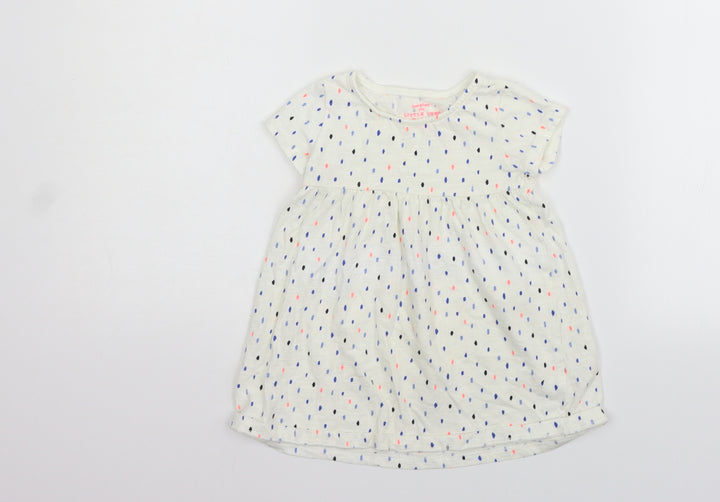 F&F Girls White Geometric  Basic T-Shirt Size 12-18 Months