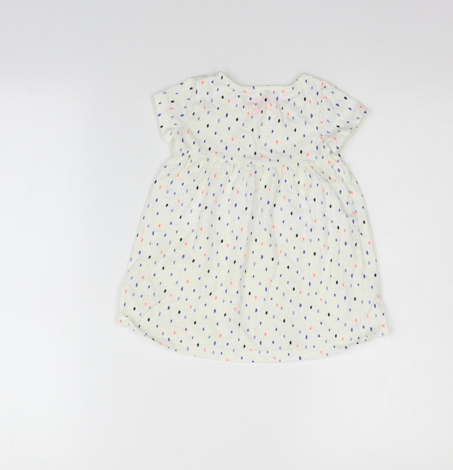 F&F Girls White Geometric  Basic T-Shirt Size 12-18 Months