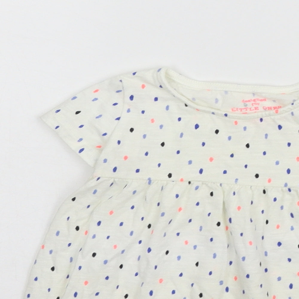 F&F Girls White Geometric  Basic T-Shirt Size 12-18 Months