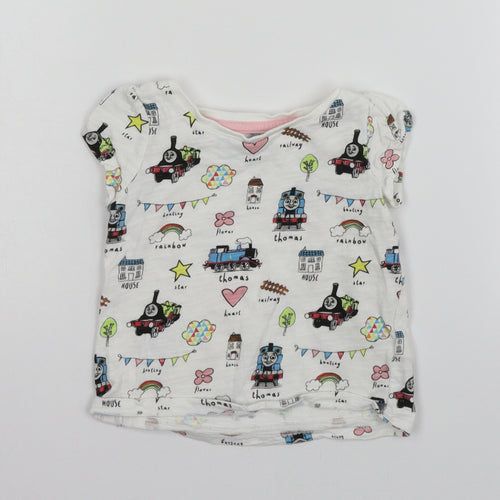 Nutmeg Girls White Geometric  Basic T-Shirt Size 12-18 Months