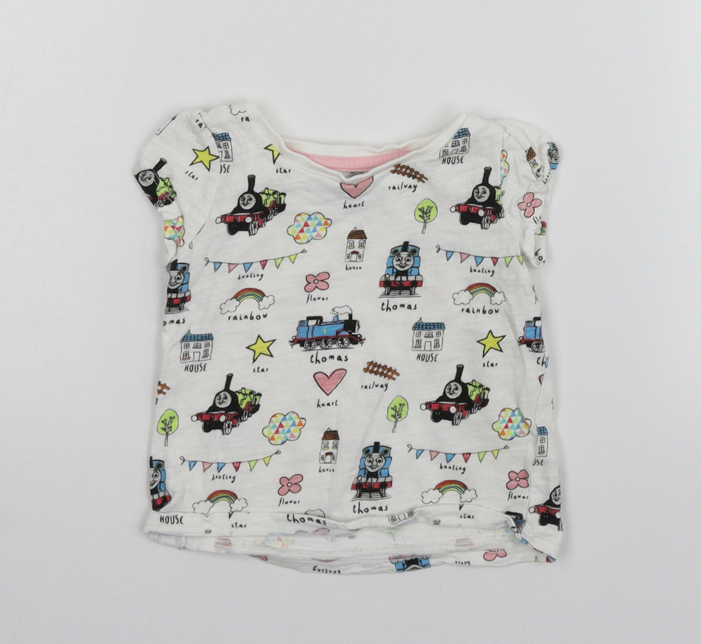Nutmeg Girls White Geometric  Basic T-Shirt Size 12-18 Months