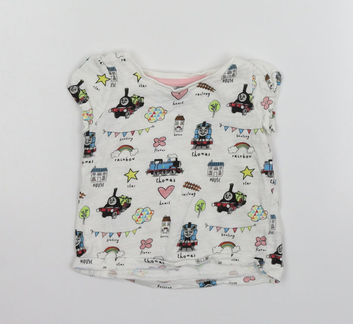 Nutmeg Girls White Geometric  Basic T-Shirt Size 12-18 Months