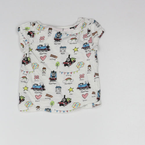 Nutmeg Girls White Geometric  Basic T-Shirt Size 12-18 Months