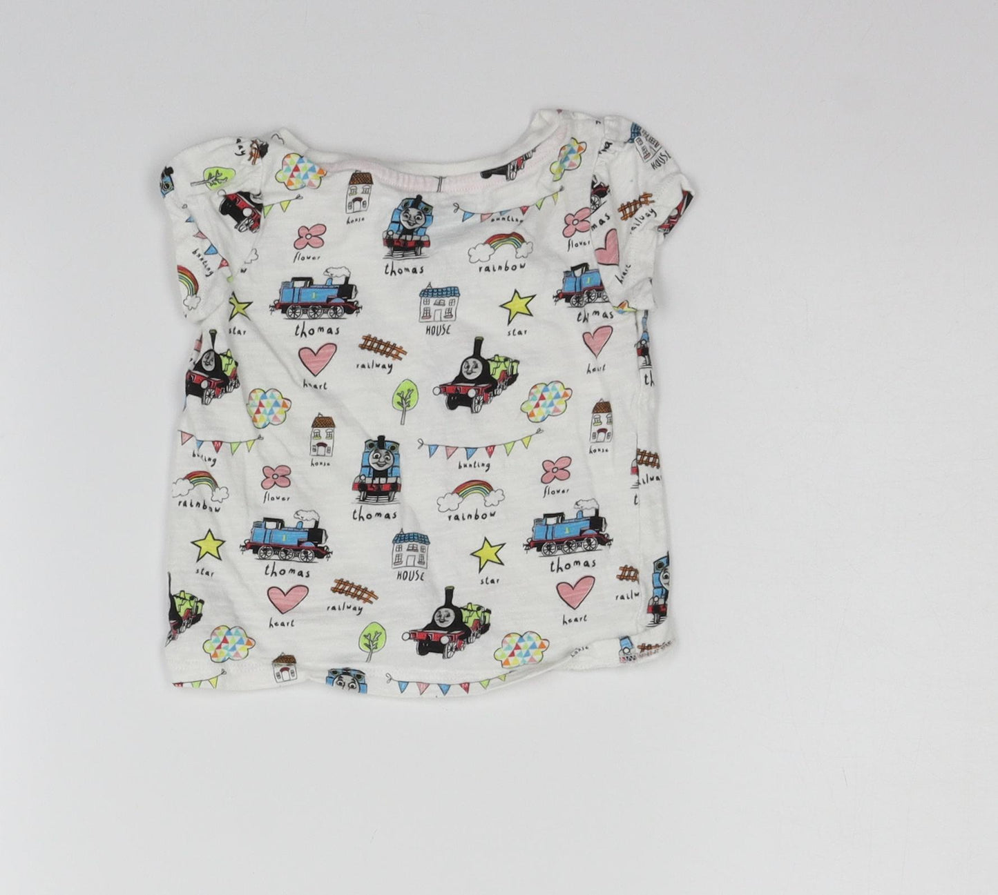 Nutmeg Girls White Geometric  Basic T-Shirt Size 12-18 Months