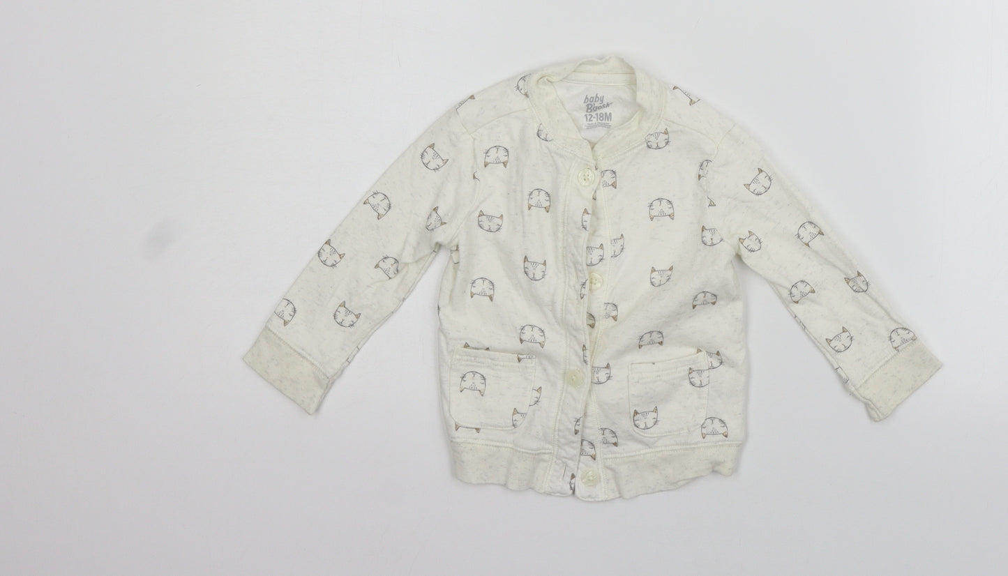 Baby Bgosh Girls Beige Geometric  Cardigan Jumper Size 12-18 Months