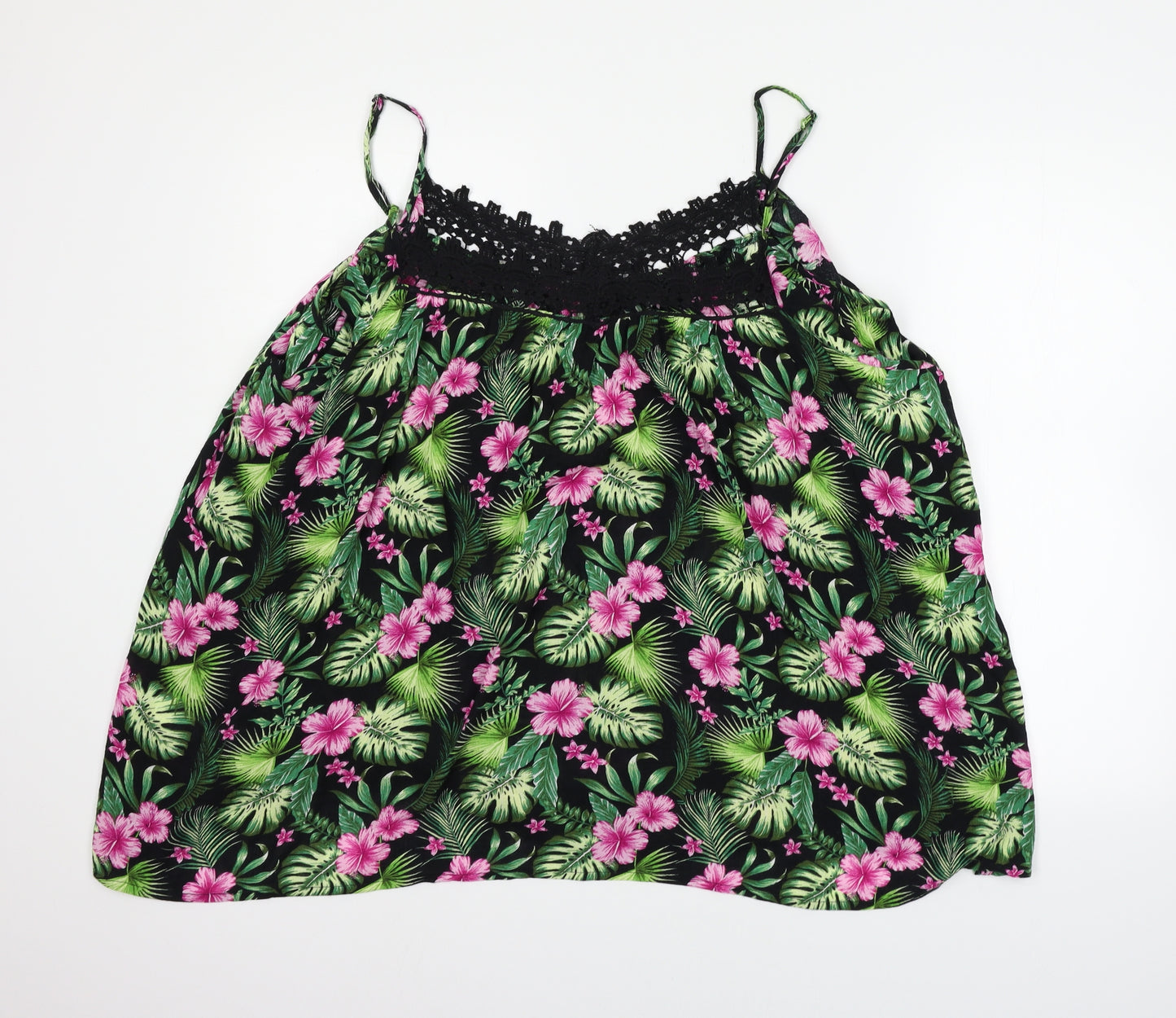 PEP&CO Womens Black Floral  Basic Tank Size 22