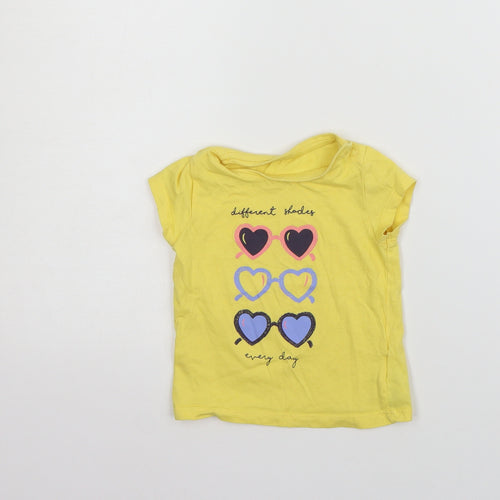 Mothercare Girls Yellow   Basic T-Shirt Size 12-18 Months
