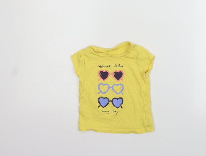 Mothercare Girls Yellow   Basic T-Shirt Size 12-18 Months