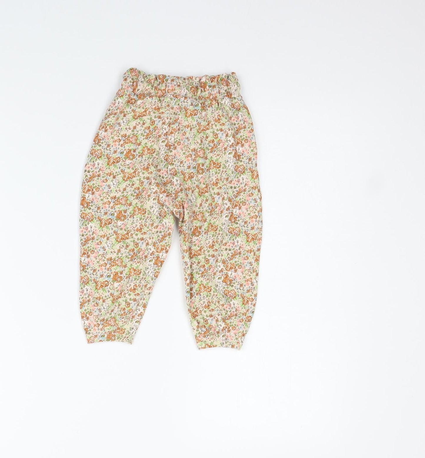 NEXT Girls Beige Floral  Jogger Trousers Size 12-18 Months