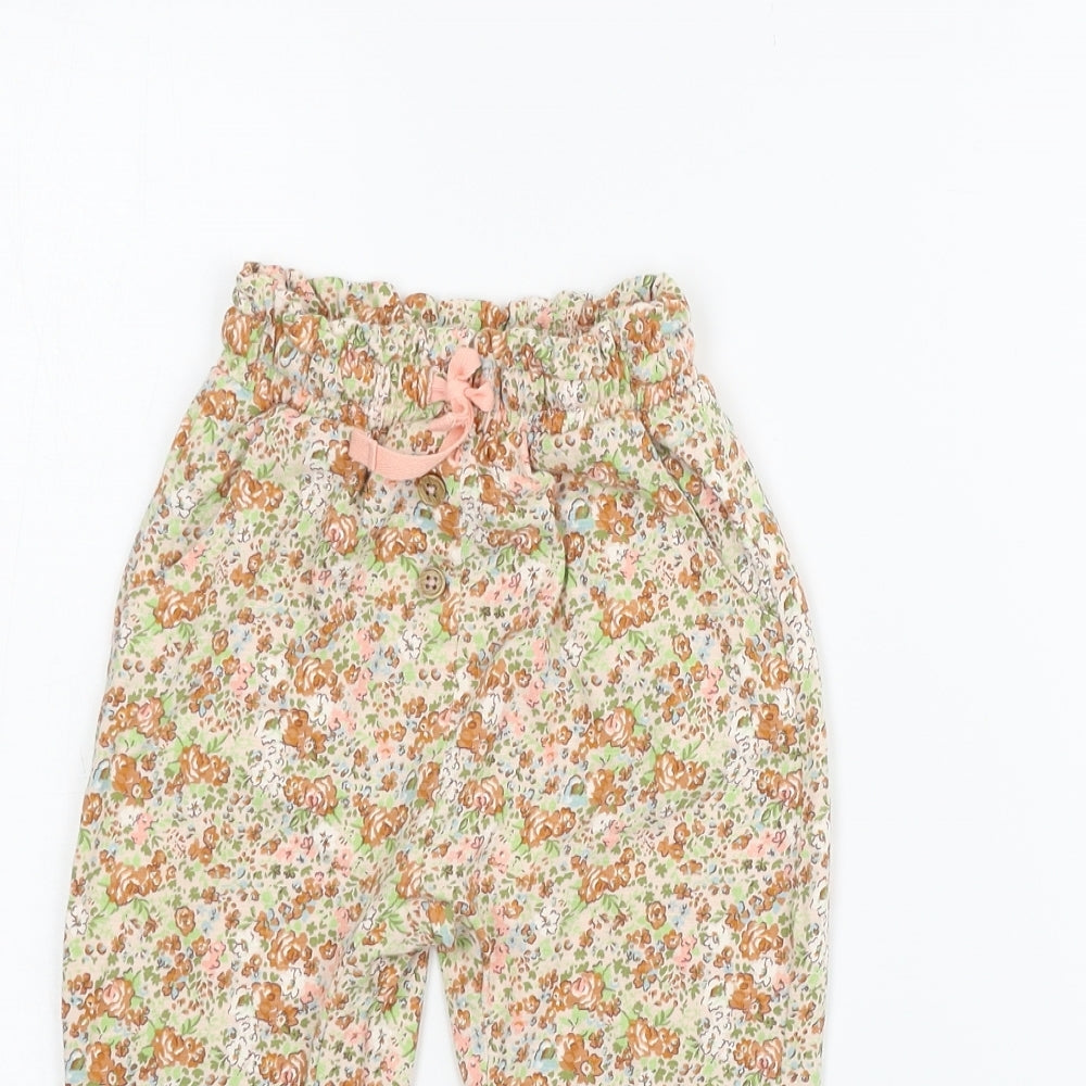 NEXT Girls Beige Floral  Jogger Trousers Size 12-18 Months