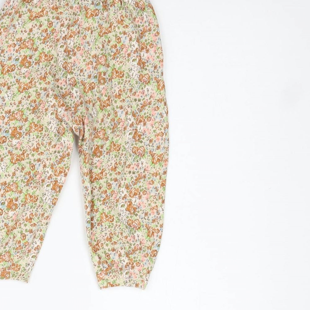 NEXT Girls Beige Floral  Jogger Trousers Size 12-18 Months