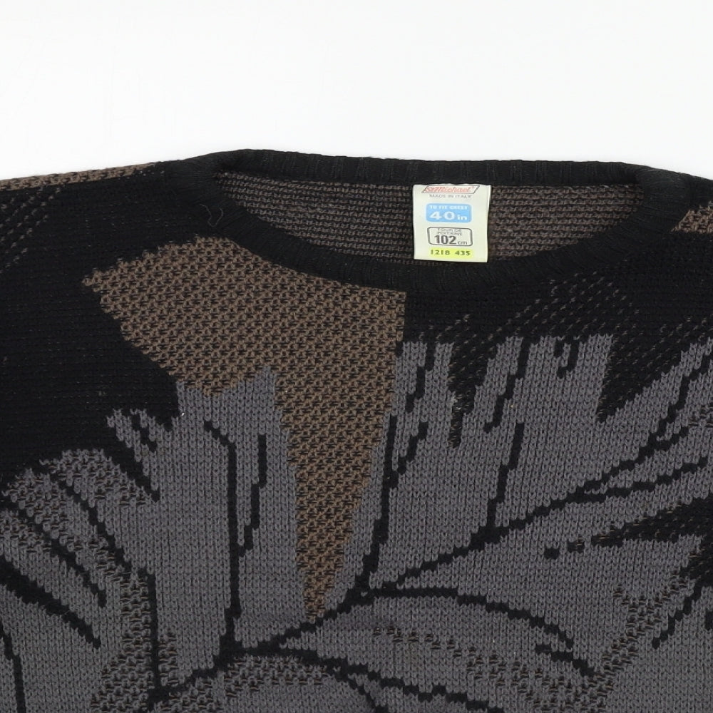 ST MICHAEL Womens Grey Geometric  Pullover Jumper Size 40