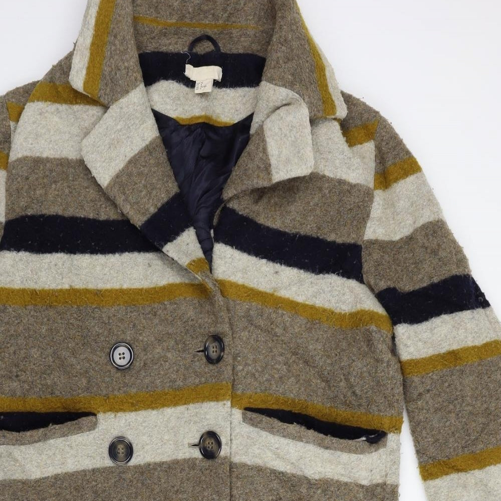 H&M Womens Beige Striped  Jacket  Size 12