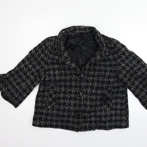 Preworn Womens Black Ikat  Jacket Blazer Size 14