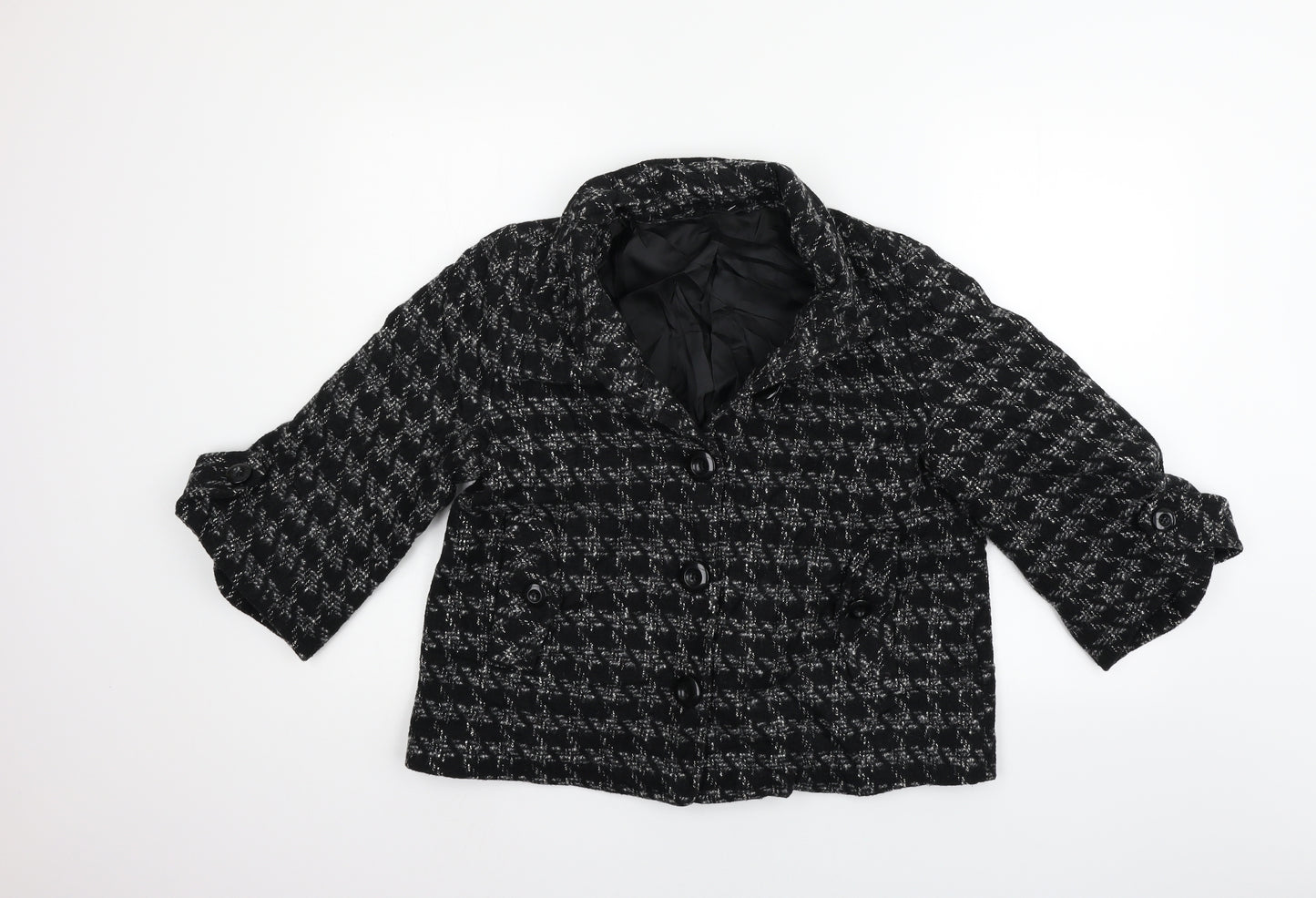 Preworn Womens Black Ikat  Jacket Blazer Size 14