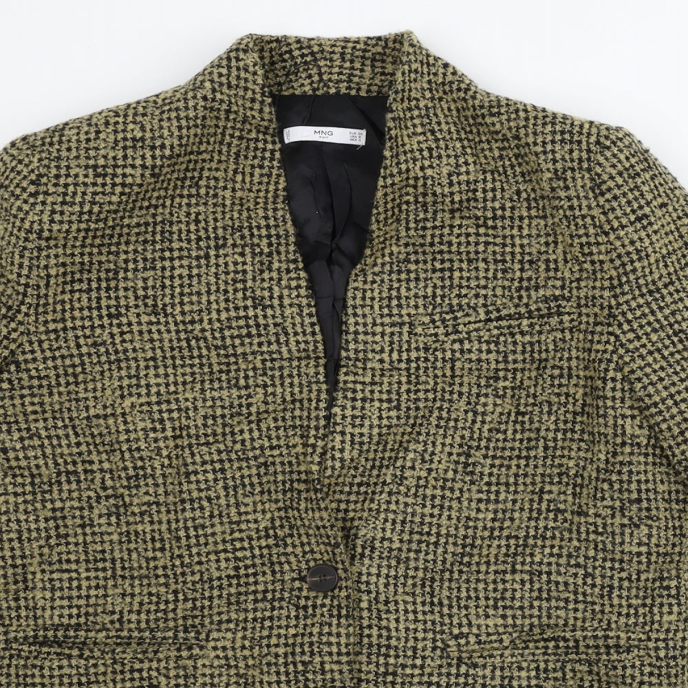 MNG Womens Beige Check  Jacket Coat Size 8