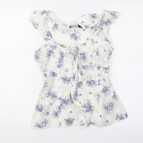 Dorothy Perkins Womens White Floral  Basic Blouse Size 10