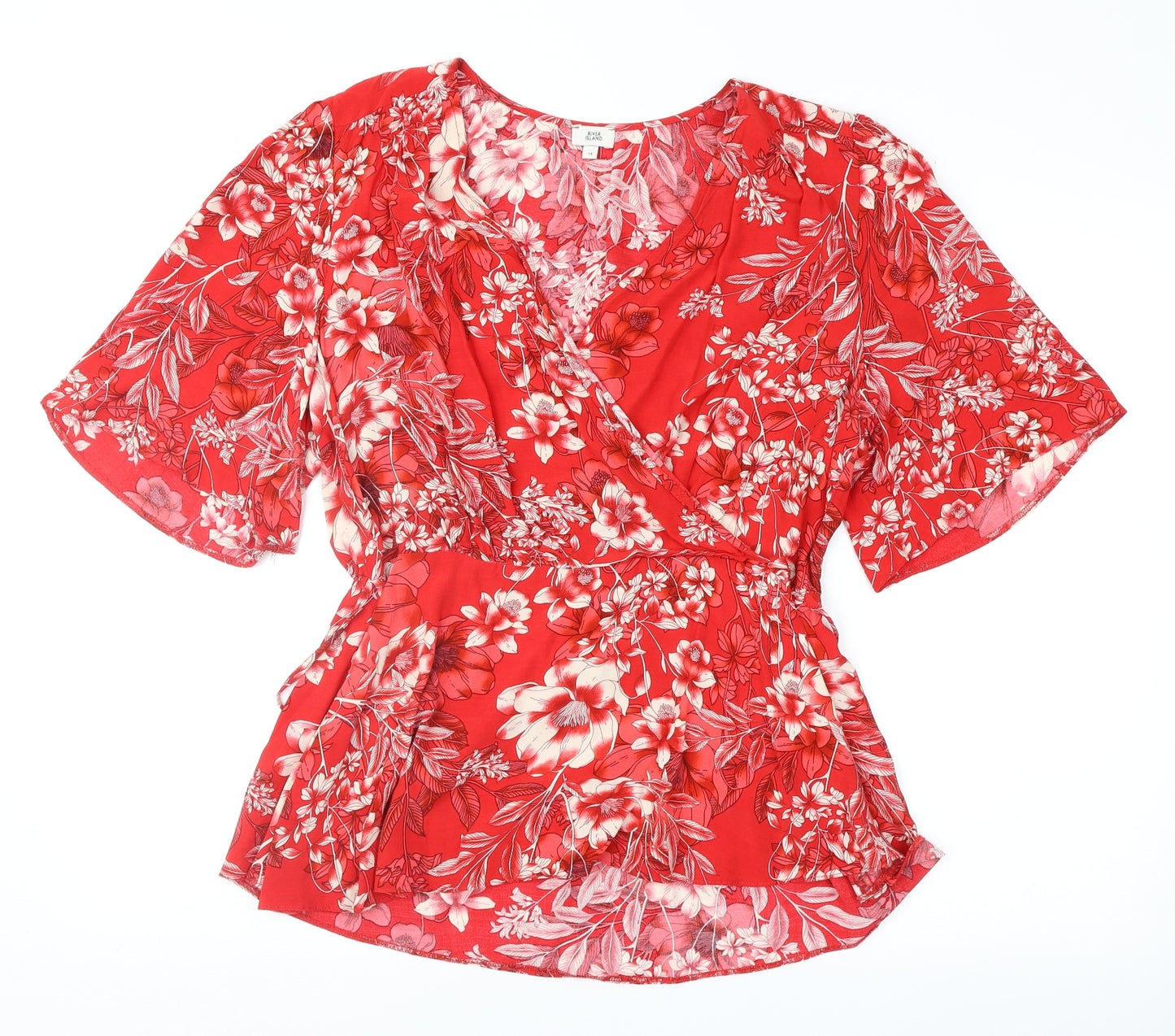 River Island Womens Red Floral  Basic Blouse Size 14