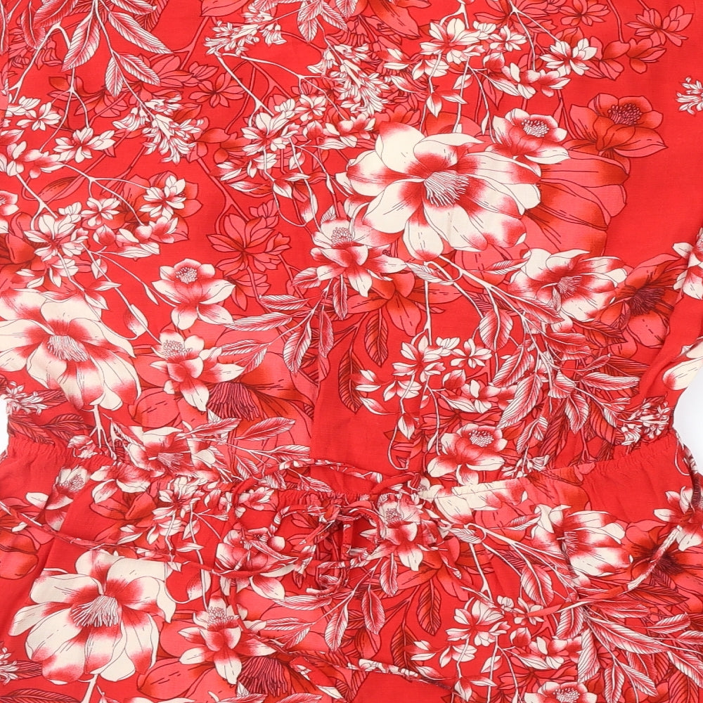 River Island Womens Red Floral  Basic Blouse Size 14