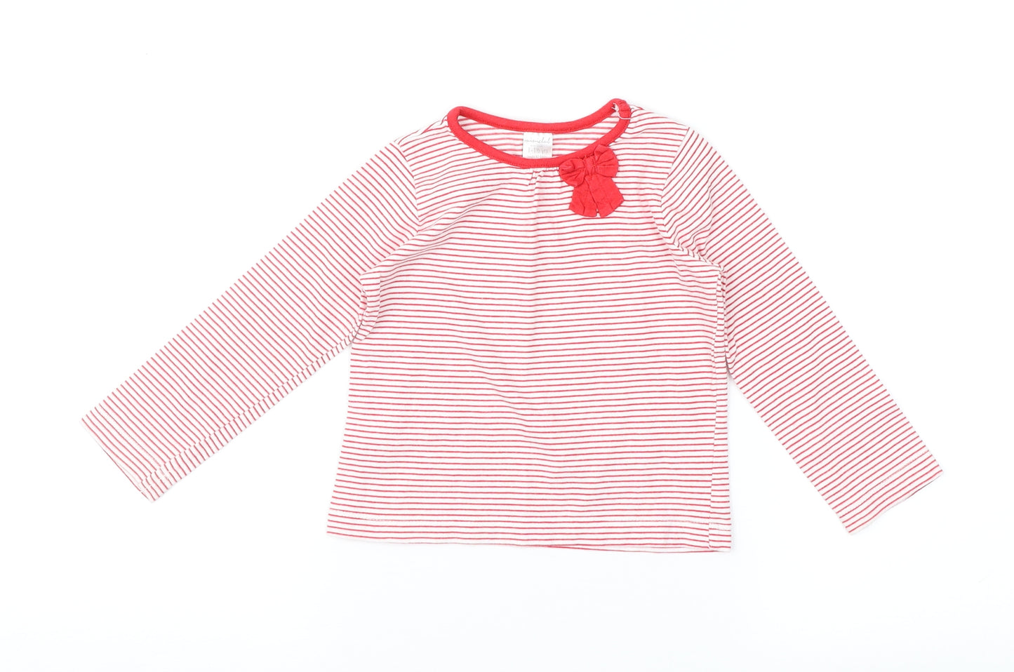 Mini Club Girls Red Striped  Basic T-Shirt Size 18-24 Months