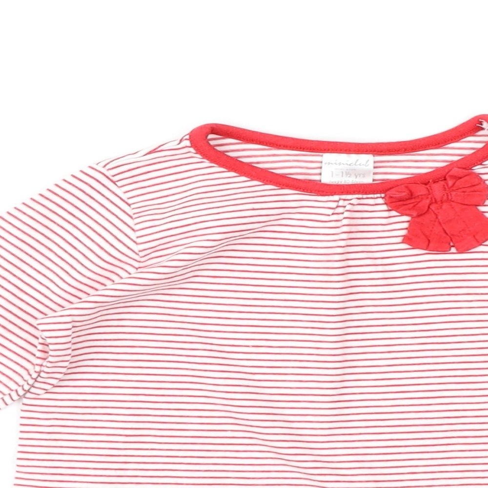 Mini Club Girls Red Striped  Basic T-Shirt Size 18-24 Months
