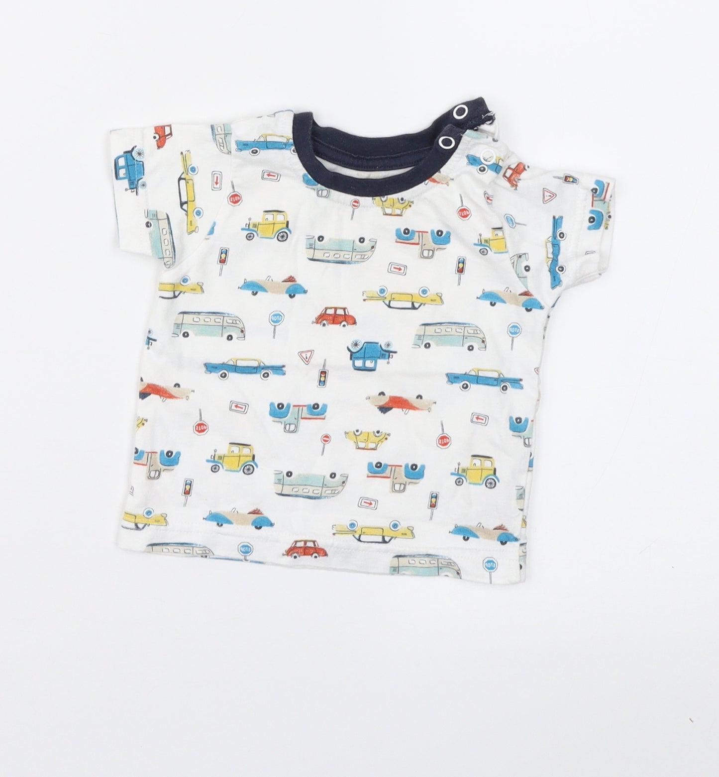 Nutmeg Boys White Geometric  Basic T-Shirt Size 0-3 Months