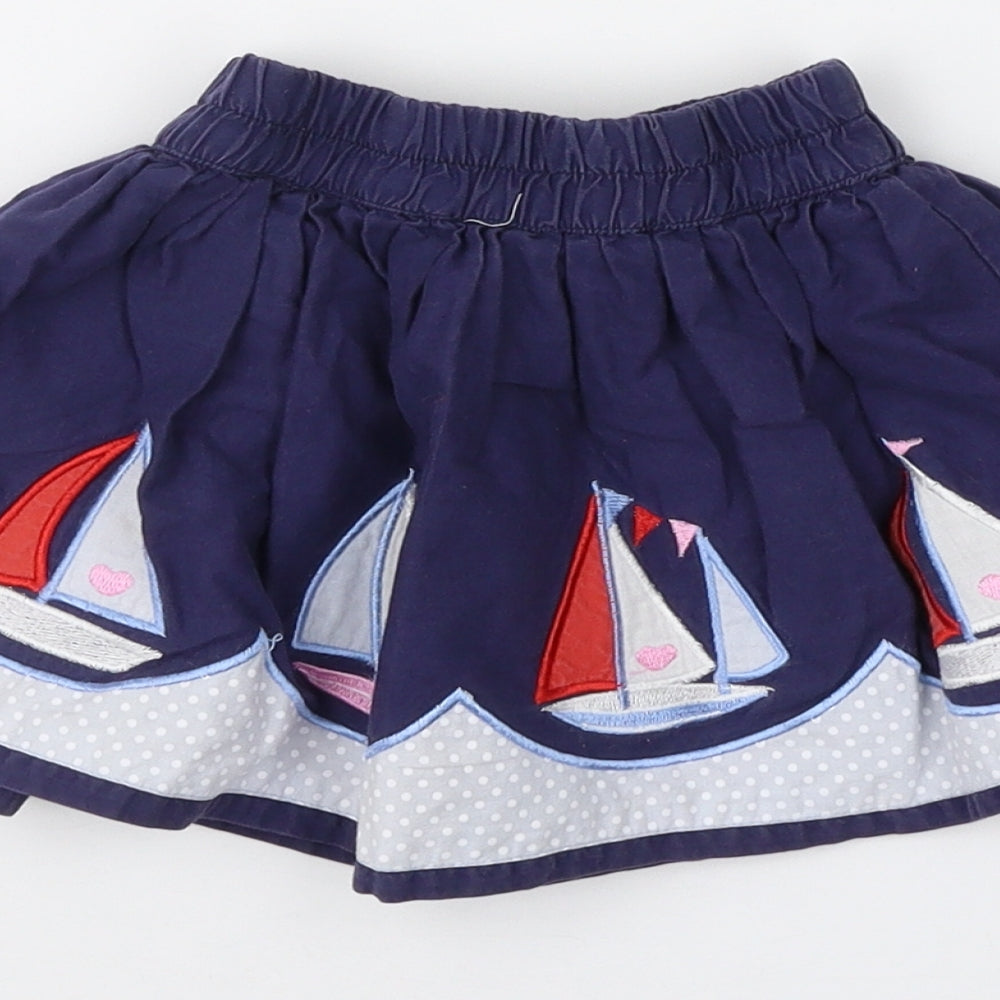 JoJo Maman Bébé Girls Black Geometric  Flare Skirt Size 12-18 Months  - yachting