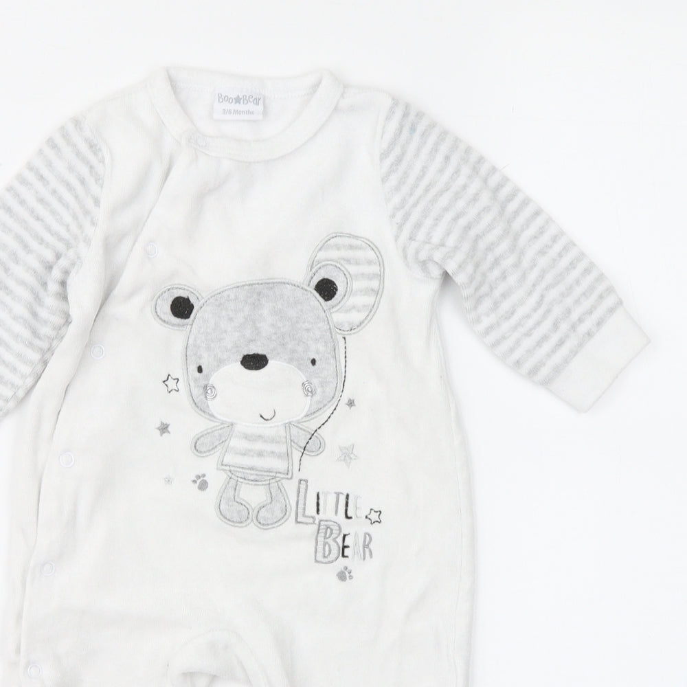 Boo Bear Baby Grey Striped  Babygrow One-Piece Size 3-6 Months