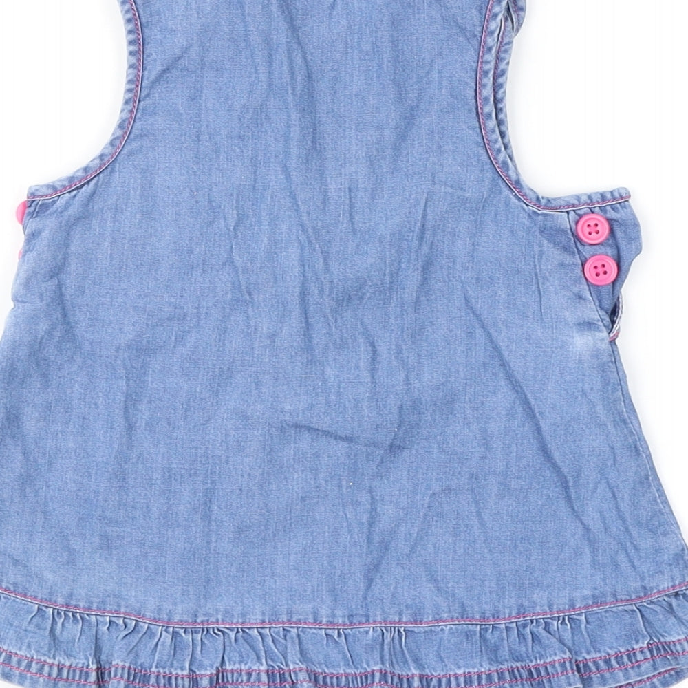 TU Girls Blue   Pinafore/Dungaree Dress  Size 0-3 Months  - Mice