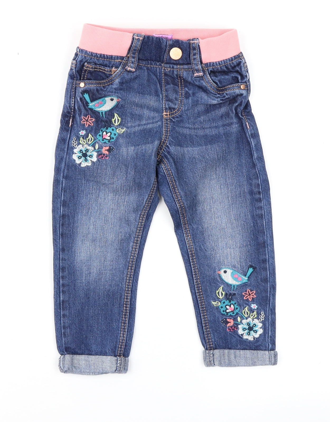 F&F Girls Blue  Denim Jogger Jeans Size 18-24 Months