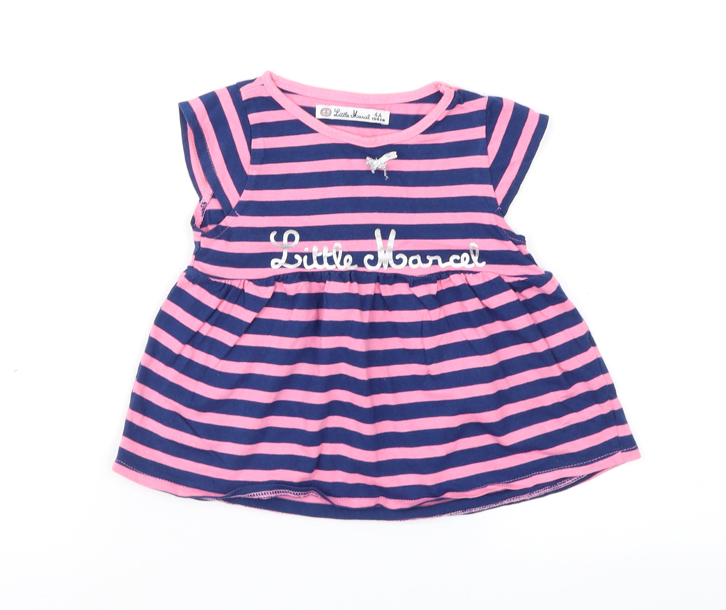 Little Marcel Girls Pink Striped  Basic Blouse Size 4 Years